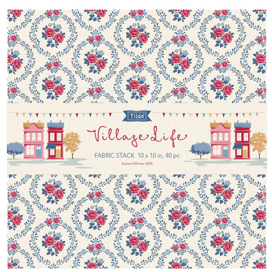 TILDA VILLAGE LIFE, Fabric Stack 40 pcs 10 x 10 (25 x 25 cm) (MAIN COLLECTION)