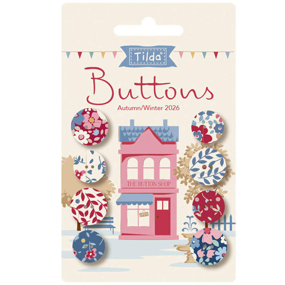 TILDA VILLAGE LIFE, Winter Buttons  0,63" and  0,55" (14 & 16mm) - Set of 8 Buttons
