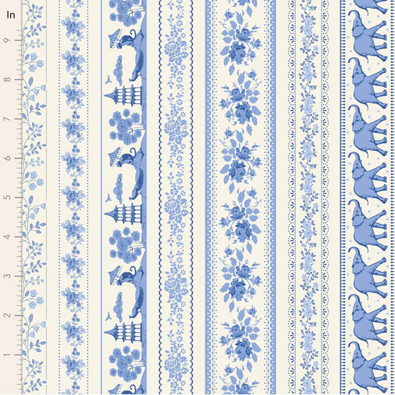 ***End of bolt 37'' (94 cm)*** TILDA SOMETHING BLUE, Borders Blue