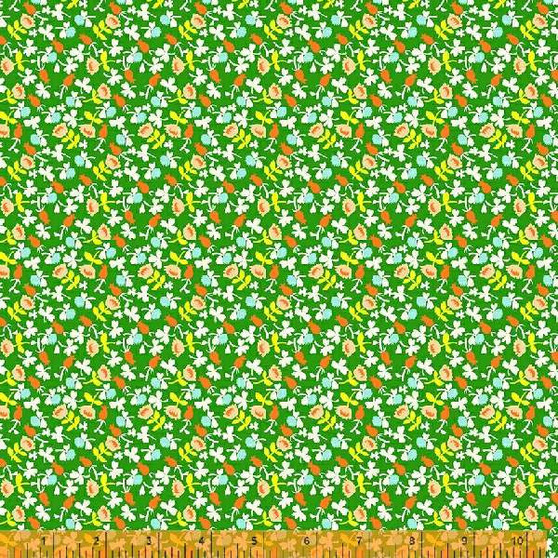 WINDHAM FABRICS, HEATHER ROSS Lucky Rabbit, Calico in Green - ELEGANTE VIRGULE CANADA