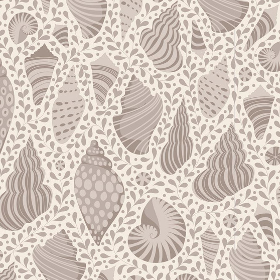 TILDA COTTON BEACH, Beach Shells in Grey - by the half-meter , Elegante Virgule Canada, Canadian Fabric Quilt Shop, Quilting Cotton