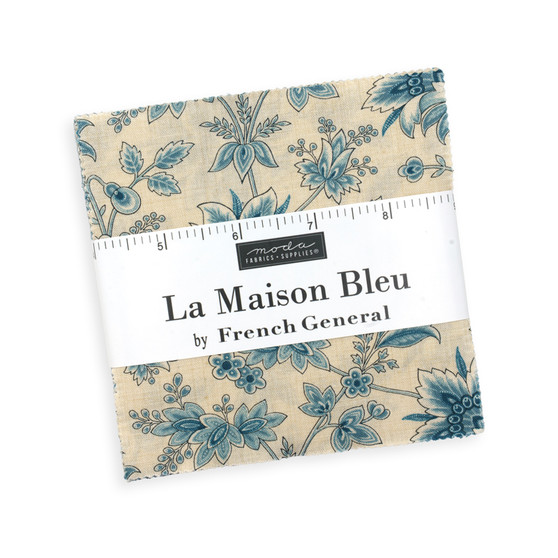 MODA, FRENCH GENERAL - La Maison Bleue,Charm Pack 42 pcs 5" x 5" (12,5 x 12,5 cm) (COMPLETE COLLECTION) - Elegante Virgule Canada