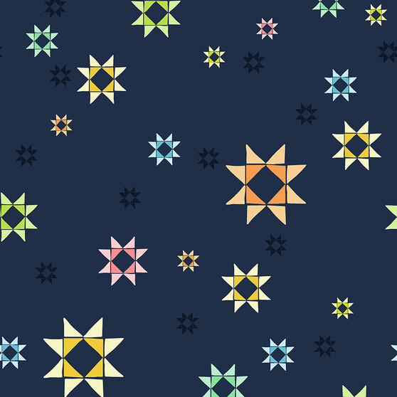 TAMARA KATE Sweater Weather, Stars 108" Wideback in Dark Multi - by the half-meter