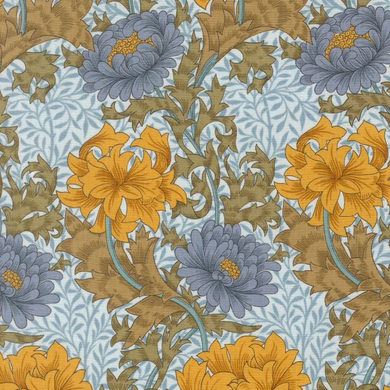MODA, MORRIS MELODY in Sky, Chrysanthemum Florals 13390-13
