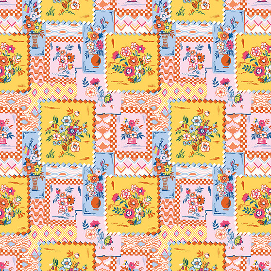 LIBERTY QUILTING, SUMMER LAKES, Vintage Flora A - by the half-meter