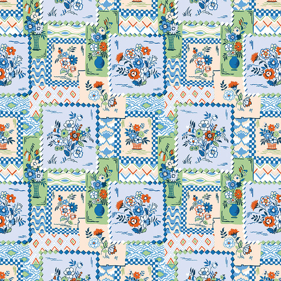 LIBERTY QUILTING, SUMMER LAKES, Vintage Flora B - by the half-meter