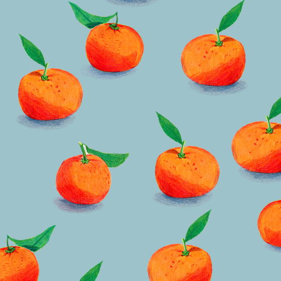HEATHER ROSS Market, Clementine in Light Blue - by the half-meter