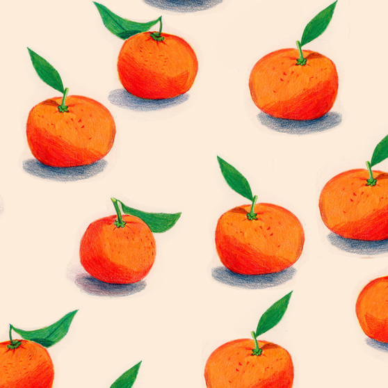 HEATHER ROSS Market, Clementine in Cream - by the half-meter