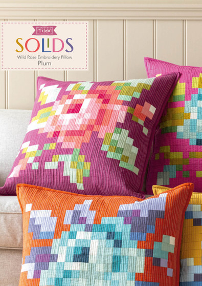 TILDA Wild Rose Embroidery Pillow Kit in PLUM - ELEGANTE VIRGULE CANADA