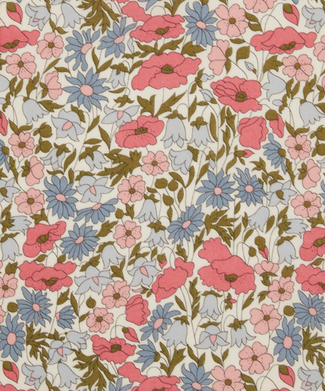 LIBERTY OF LONDON - POPPY AND DAISY C-40 Pink 100% Cotton Tana Lawn, Per Half-Meter, CANADIAN SHOP. LIBERTY IN CANADA, Elegante Virgule