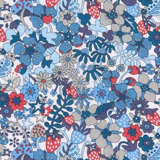 LIBERTY OF LONDON - FLOWER TOPS Blue 100% Cotton Tana Lawn, Per Half-Meter, CANADIAN SHOP. LIBERTY IN CANADA, Elegante Virgule