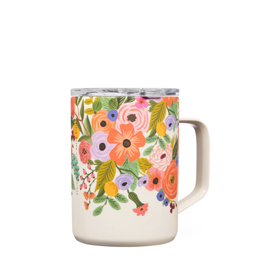 Garden Party Cream - RIFLE PAPER CO X CORKCICLE, 16 oz. Coffee Mug - ELEGANTE VIRGULE CANADA, Canadian Gift, Fabric and Quilt Shop. Bottle, Thermos