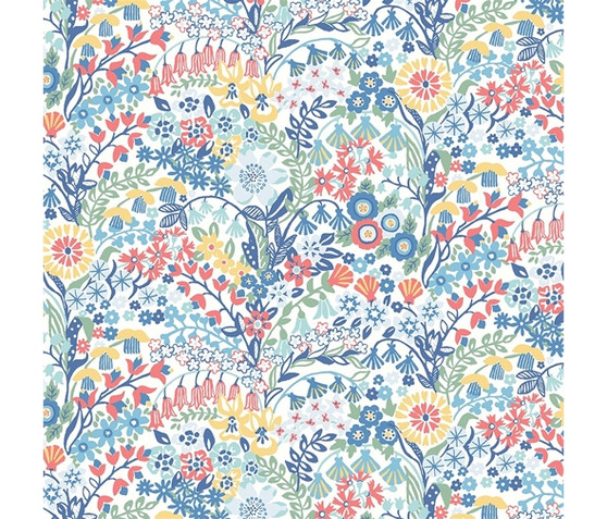 LIBERTY QUILTING, RIVIERA Shell Garden A in Blue Multi - ELEGANTE VIRGULE CANADA, Canadian Fabric Quilt Shop, Quilting Cotton