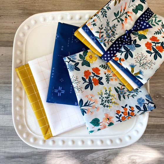 AGF X RIFLE PAPER CO, Midnight Wildflower - Bundle of 4 Fabrics - Elegante Virgule Canada, Canadian Fabric Online Shop, Quilt Shop, Quilting Cotton, Rifle Paper Co Canada USA
