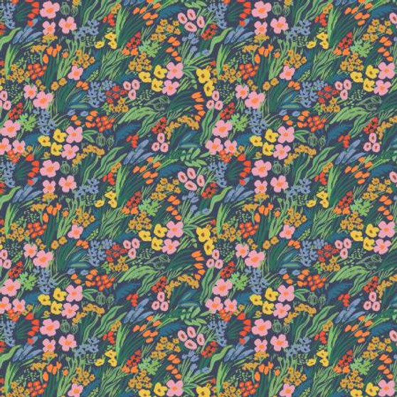 RIFLE PAPER CO, BRAMBLE, Lea in Blue Multi - by the half-meter - ELEGANTE VIRGULE CANADA, Canadian Fabric Quilt Shop, Quilting Cotton