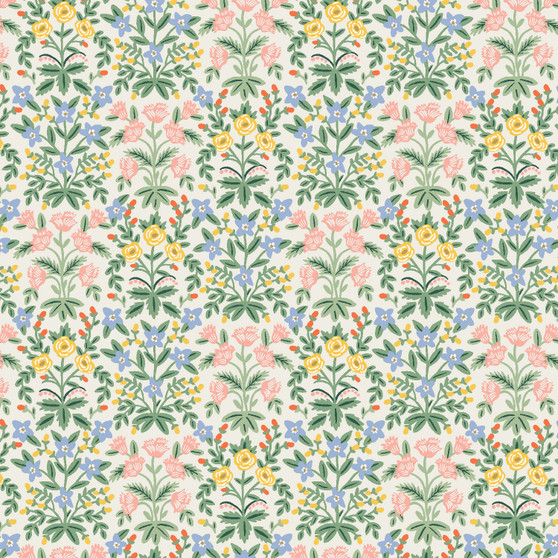 RIFLE PAPER CO, BRAMBLE, Lottie in Cream Multi - by the half-meter - ELEGANTE VIRGULE CANADA, Canadian Fabric Quilt Shop, Quilting Cotton