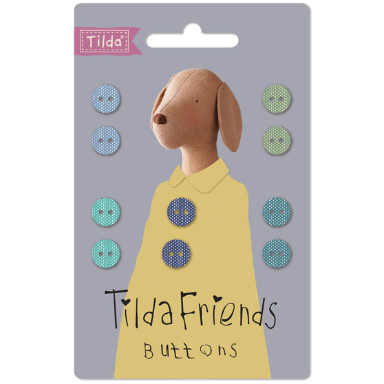 TILDA BUTTONS Chambray, COOL Mini 9mm - Set of 10 buttons, TILDA BASICS and ACCESSORIES, ELEGANTE VIRGULE CANADA, Canadian Fabric Shop, Quilting Cotton