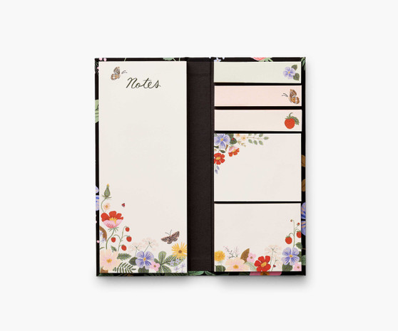 STRAWBERRY FIELDS Sticky Note Folio - RIFLE PAPER CO Stationery (Set of Notepads and Sticky Notes) - ELEGANTE VIRGULE CANADA, Canadian Gift, Fabric and Quilt Shop.