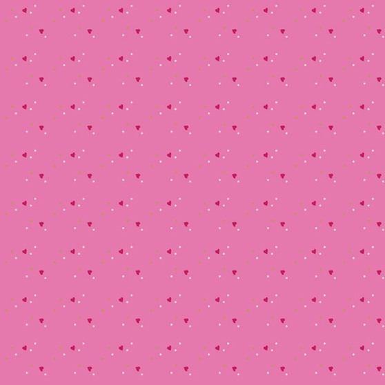 RILEY BLAKE DESIGNS, MINT FOR YOU, Sprinkle Hearts in Super Pink Sparkle - ELEGANTE VIRGULE CANADA, Canadian Fabric Quilt Shop, Quilting Cotton