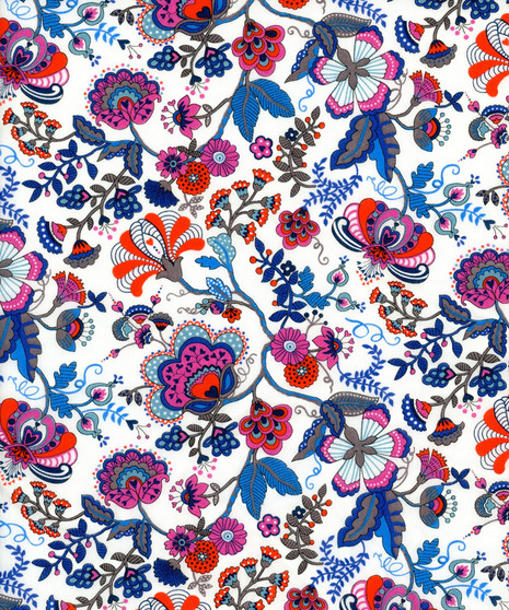 LIBERTY OF LONDON - MABELLE K Bright Blue and Purple 100% Cotton Tana Lawn, Per Half-Meter, CANADIAN FABRIC SHOP. LIBERTY IN CANADA, Elegante Virgule