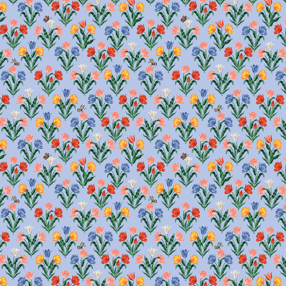 RIFLE PAPER CO, CURIO, Tulips in Light Blue - ELEGANTE VIRGULE CANADA, Canadian Fabric Quilt Shop, Quilting Cotton