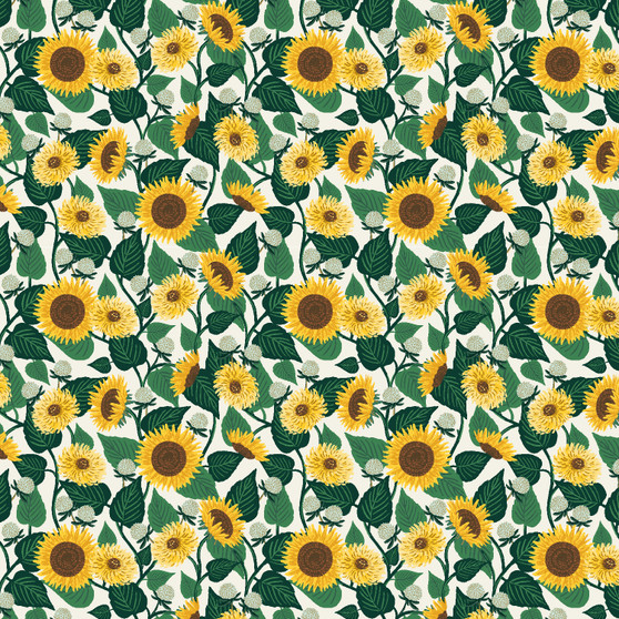 RIFLE PAPER CO, CURIO, Sunflower Fields in Cream - ELEGANTE VIRGULE CANADA, Canadian Fabric Quilt Shop, Quilting Cotton