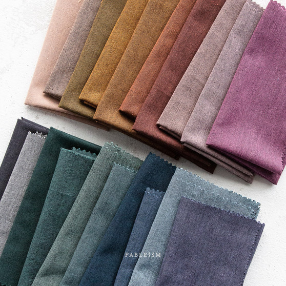 FABLEISM, Everyday Chambray Nocturne FQ Bundle of 20 Fabrics (ENTIRE COLLECTION) - Elegante Virgule Canada, Canadian Fabric Online Shop, Quilt Shop, Quilting Woven Bamboo Cotton, Yarn-Dyed, Fableism Fabrics in USA