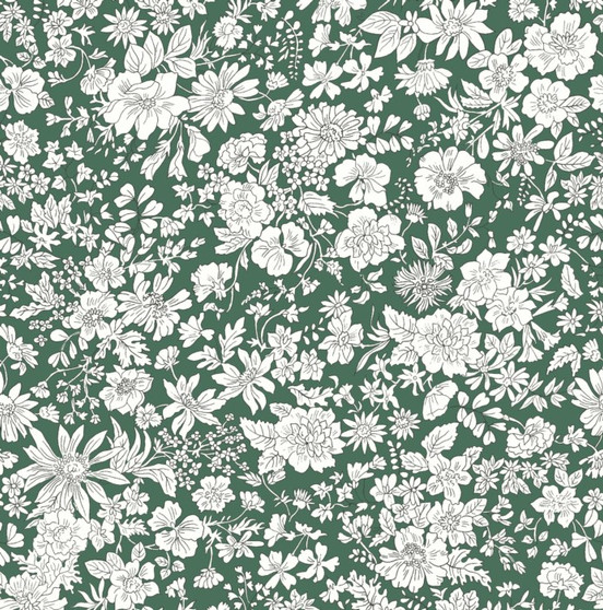 LIBERTY QUILTING, EMILY BELLE in Evergreen - ELEGANTE VIRGULE CANADA