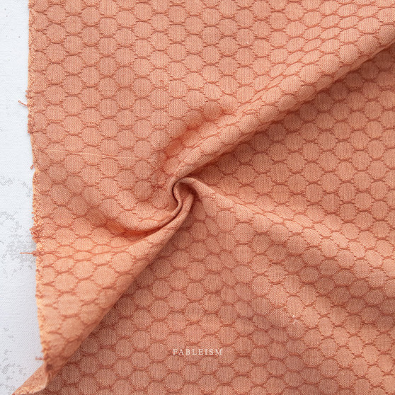 FABLEISM, Forest Forage HONEYCOMB in Persimmon - Elegante Virgule Canada, Canadian Fabric Online Shop, Quilt Shop, Quebec Quilting Woven Cotton, Yarn-Dyed, Fableism Fabrics in USA