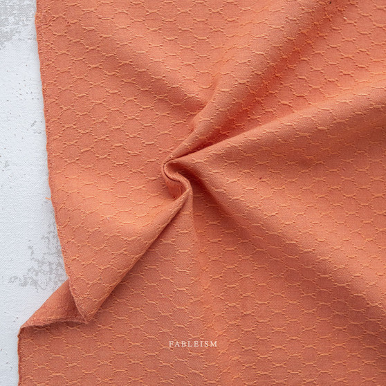 FABLEISM, Forest Forage HONEYCOMB in Grapefruit - Elegante Virgule Canada, Canadian Fabric Online Shop, Quilt Shop, Quebec Quilting Woven Cotton, Yarn-Dyed, Fableism Fabrics in USA