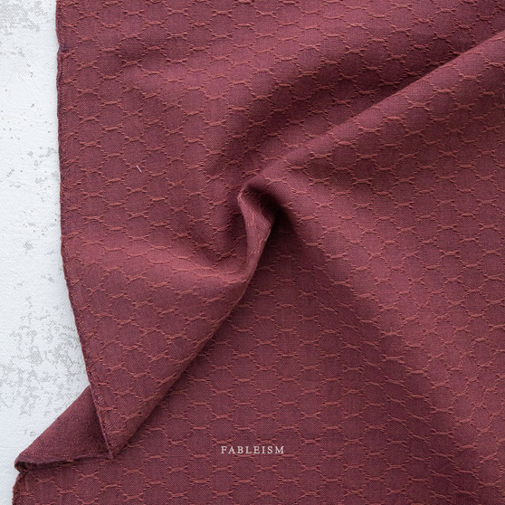 FABLEISM, Forest Forage HONEYCOMB in Currant - Elegante Virgule Canada, Canadian Fabric Online Shop, Quilt Shop, Quebec Quilting Woven Cotton, Yarn-Dyed, Fableism Fabrics in USA