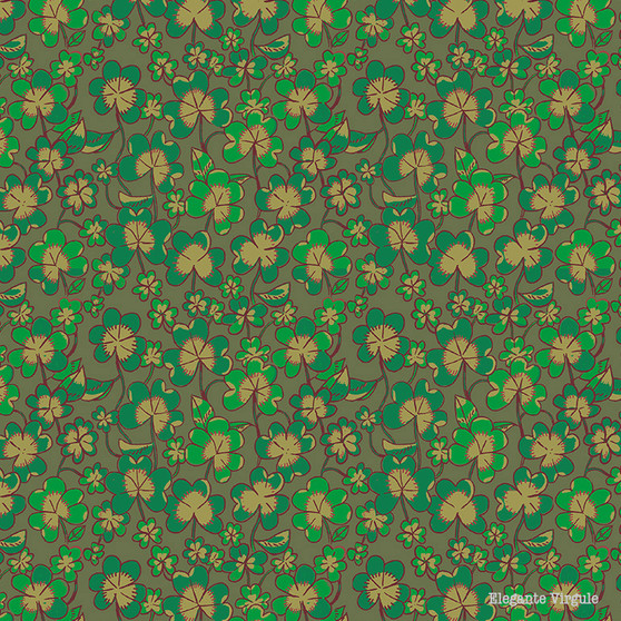 HEATHER ROSS Forestburgh,  Clover in Olive - ELEGANTE VIRGULE CANADA, CANADIAN FABRIC SHOP, Quilting Cotton