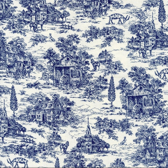 HENRY GLASS 108" FARMHOUSE by Kim Diehl, Wide Back Navy Blue Toile on Cream, by the 1/2m - ELEGANTE VIRGULE CANADA, Canadian Fabric Quilt Shop, Quilting Cotton, Christmas Fabrics