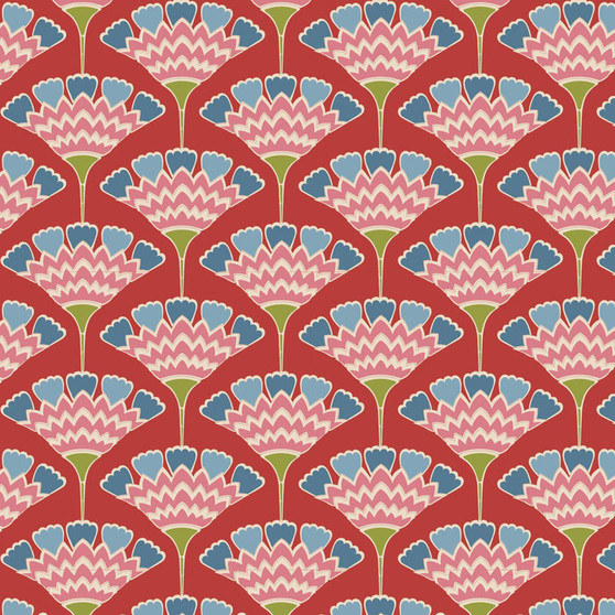 TILDA PIE IN THE SKY, Tasselflower in Red - Elegante Virgule Canada, Canadian Fabric Quilt Shop, Montreal, Quebec, Quilting Cotton