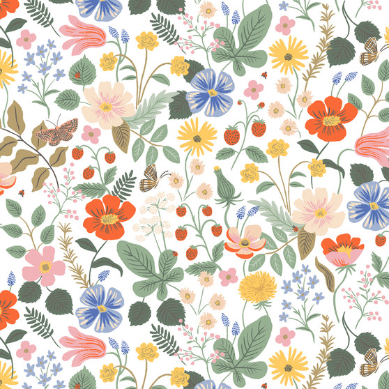 RIFLE PAPER CO, Strawberry Fields MAIN in Ivory,  ELEGANTE VIRGULE CANADA, CANADIAN FABRIC SHOP