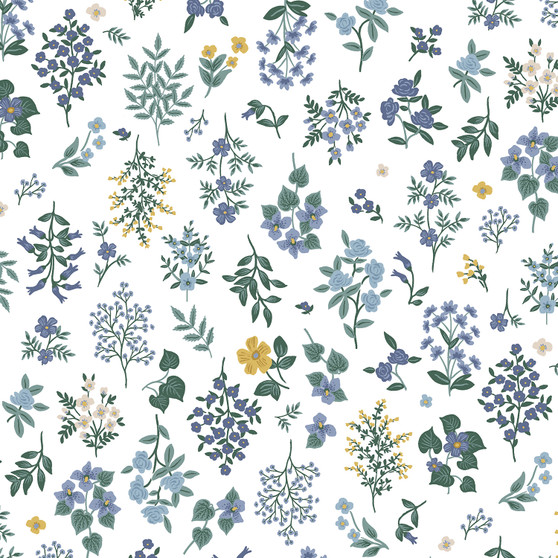 RIFLE PAPER CO, Strawberry Fields HAWTHORNE in Periwinkle,  ELEGANTE VIRGULE, CANADIAN FABRIC SHOP