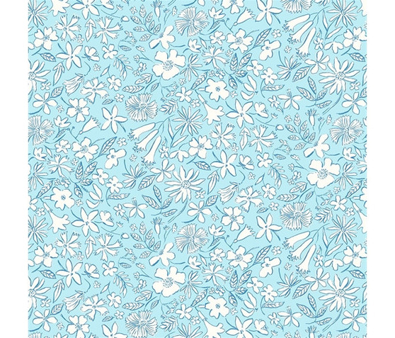 LIBERTY QUILTING, RIVIERA Summer Sketch A in Blue - ELEGANTE VIRGULE CANADA, Canadian Fabric Quilt Shop, Quilting Cotton