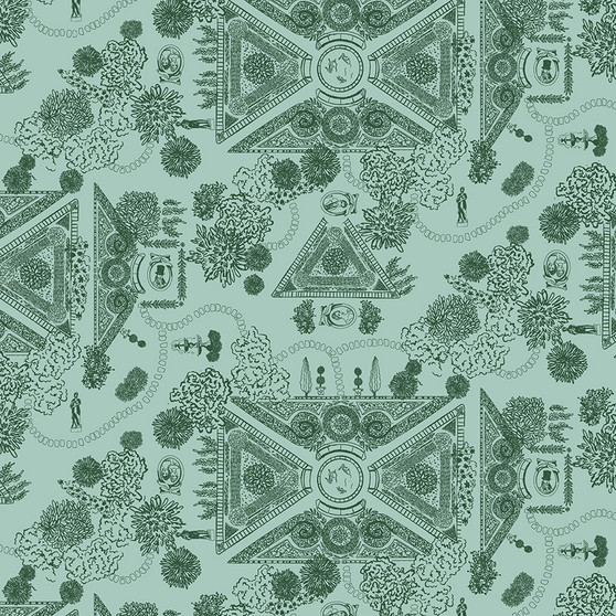 JANE AUSTEN, Mansfield Park LANDSCAPE in Mint - ELEGANTE VIRGULE CANADA, Riley Blake Designs Fabrics