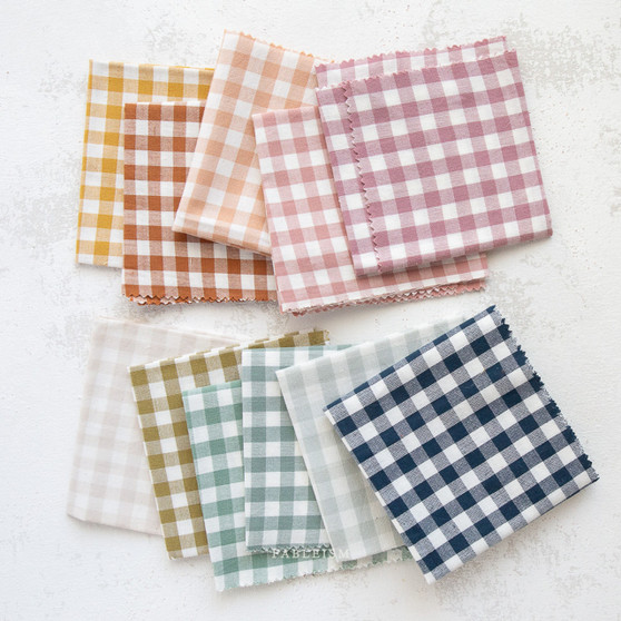 FABLEISM, Camp Gingham SMALL CHECKS - FQ Bundle of 11 Fabrics - Elegante Virgule Canada, Canadian Fabric Online Shop, Quilt Shop, Quilting Cotton Woven, Checkers, Yarn-dyed