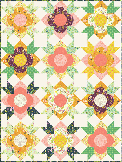 WINDHAM FABRICS, FLOWER SHOP QUILT in ANEW by Tamara Kate - Quilt Kit 73" x 97" (185 x 246cm) - ELEGANTE VIRGULE CANADA