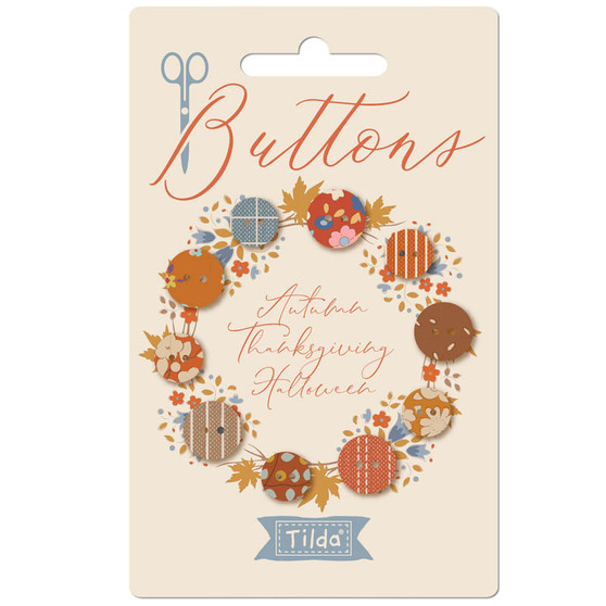 TILDA CREATING MEMORIES, Autumn Buttons (Set of 10 Buttons) - Elegante Virgule Canada
