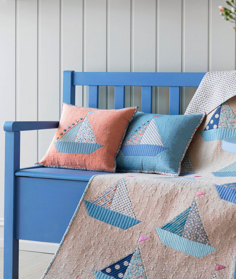 TILDA CREATING MEMORIES Summer, Sailboat Pillow KIT (with buttons) - GINGER or  PETROL BLUE - ELEGANTE VIRGULE CANADA