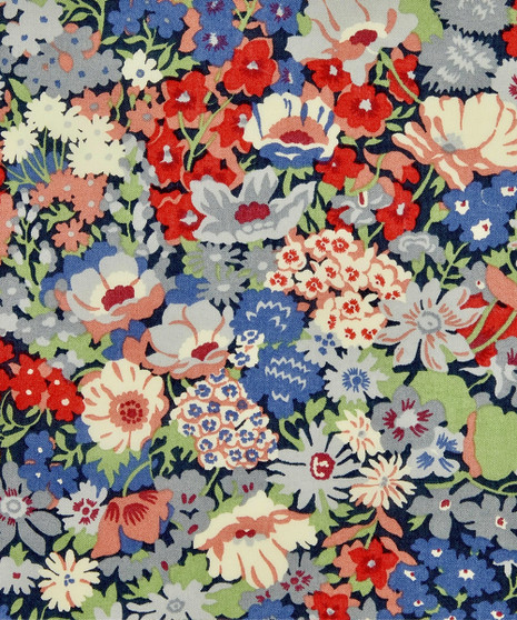 LIBERTY OF LONDON - THORPE K Red and Blue 100% Cotton Tana Lawn, Per Half-Meter, CANADIAN SHOP. LIBERTY IN CANADA, Elegante Virgule