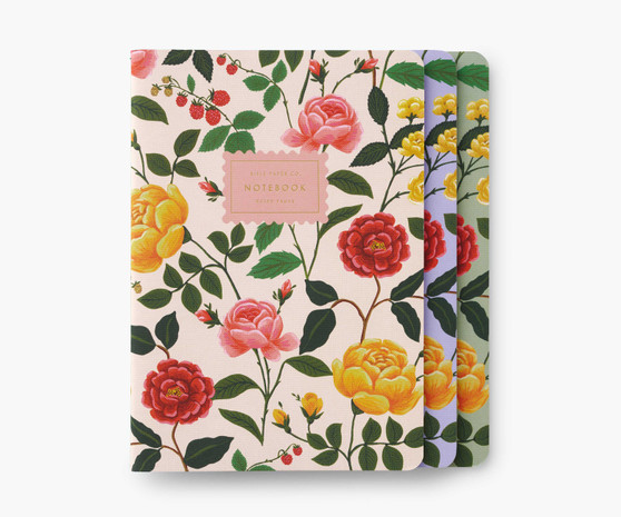 Roses, Stitched Notebook Set - RIFLE PAPER CO Stationery, Set of 3 Notebooks - ELEGANTE VIRGULE CANADA