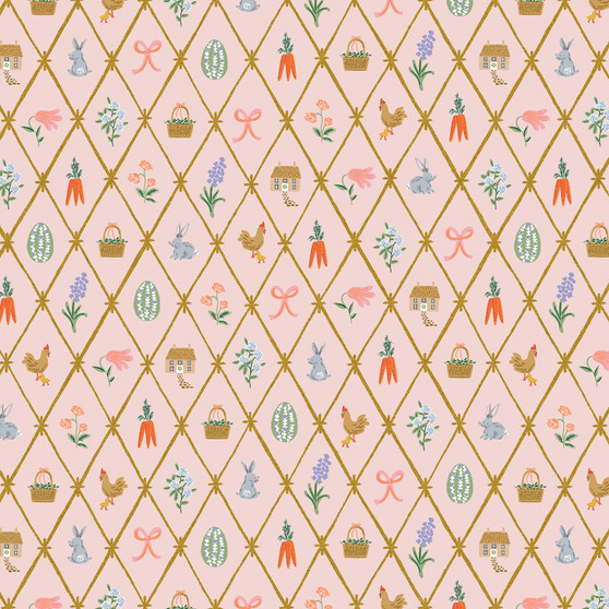 RIFLE PAPER CO, EASTER, Easter Lattice in Blush Metallic - ELEGANTE VIRGULE CANADA