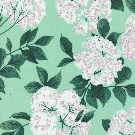 MODA, LOVE LETTER by Lizzy House, Blossoms Florals in Seafoam  Aqua - ELEGANTE VIRGULE CANADA