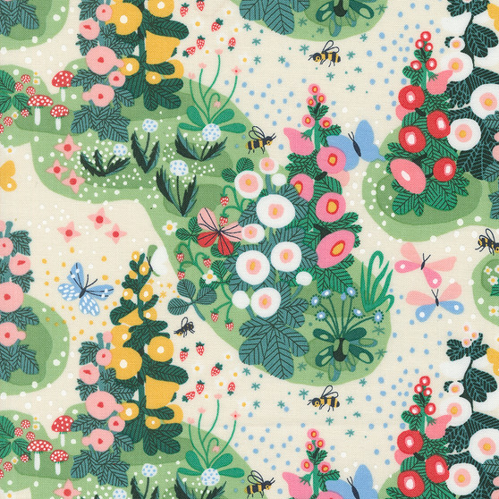MODA, LOVE LETTER by Lizzy House, Fairy Garden in Eggshell Multi - ELEGANTE VIRGULE CANADA