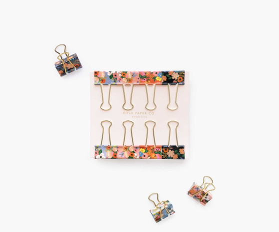Lively Floral Binder Clips - RIFLE PAPER CO Stationery. Set of 8 - ELEGANTE VIRGULE CANADA, Canadian Gift, Fabric and Quilt Shop.