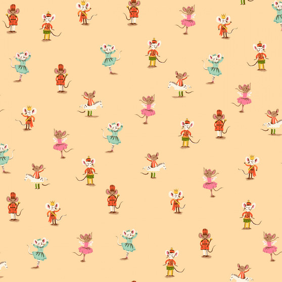 WINDHAM FABRICS, HEATHER ROSS Studio Edit, Nutcracker Mice in Peach - ELEGANTE VIRGULE CANADA