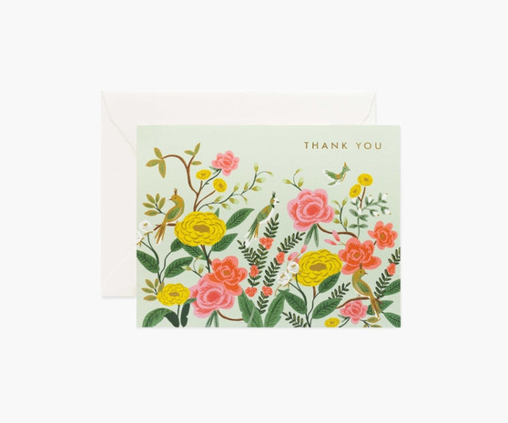 Shanghai Garden, Thank You Card - RIFLE PAPER CO Card - ELEGANTE VIRGULE CANADA, Canadian Gift, Fabric and Quilt Shop.